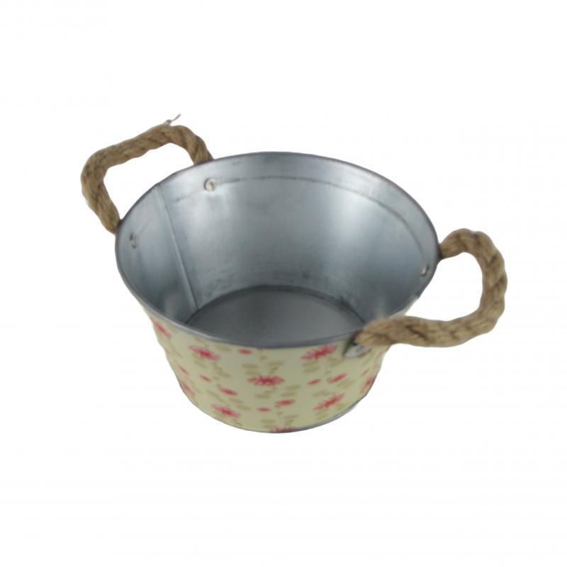 Osłonka metalowa miska okrągła kwiaty wysokość 9cm